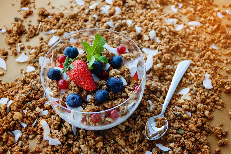 blueberries in granola